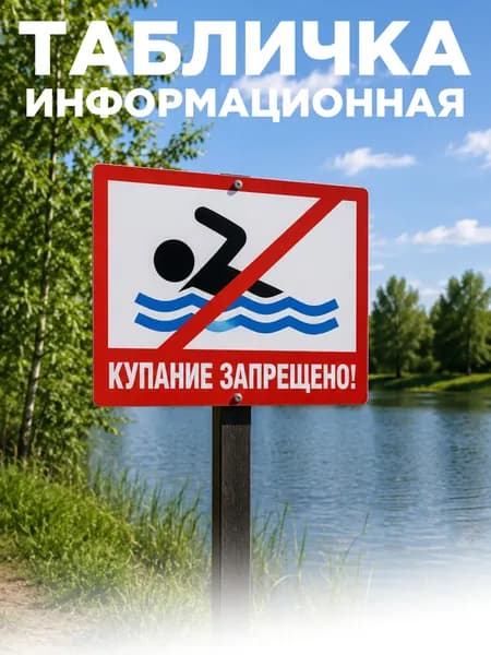 "Купаться запрещено" 300х200 мм. табличка запрещающая