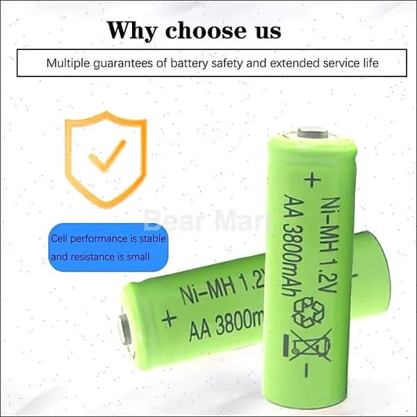 2шт 1.2-1.5V AA 3800 mAh Зарядный аккумулятор NI - MH Запасные части для игрушек и часов