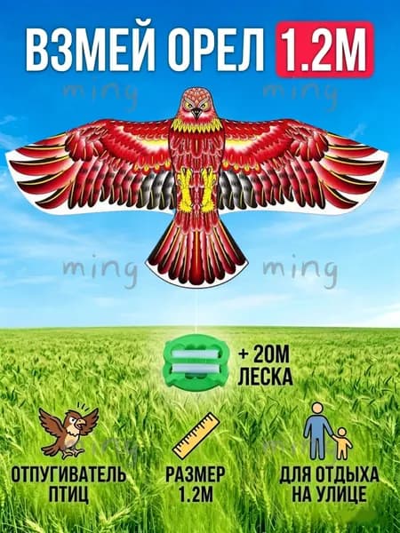 Воздушный змей Орел 1.2м с жесткими крыльями, для отпугивания птиц
