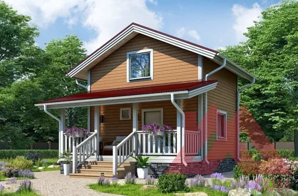 Архитектурное решение каркасной бани "Кирбу" 6*5, 48 м.кв.