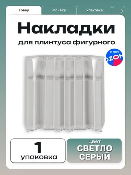 Ideal Накладки для плинтуса фигурные "Дюра" / 80 мм, светло-серый