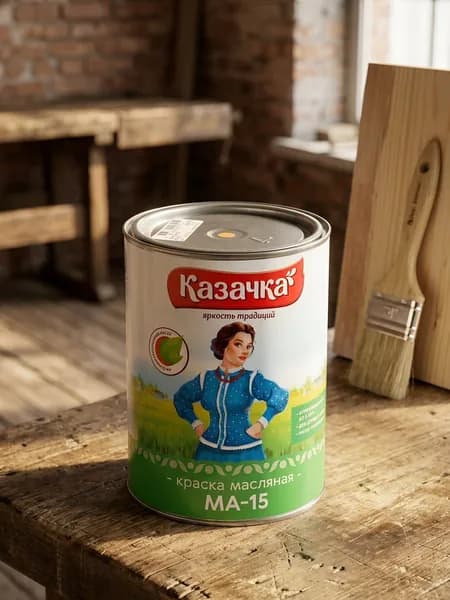 Казачка, Краска, масляная, универсальная, глянцевая, желтая, 0.9 кг, МА-15