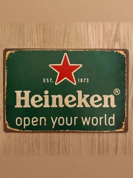 Табличка металлическая интерьерная пиво Heineken