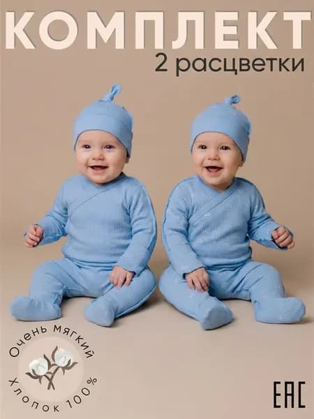 Комплект на выписку новорожденного распашонка и ползунки