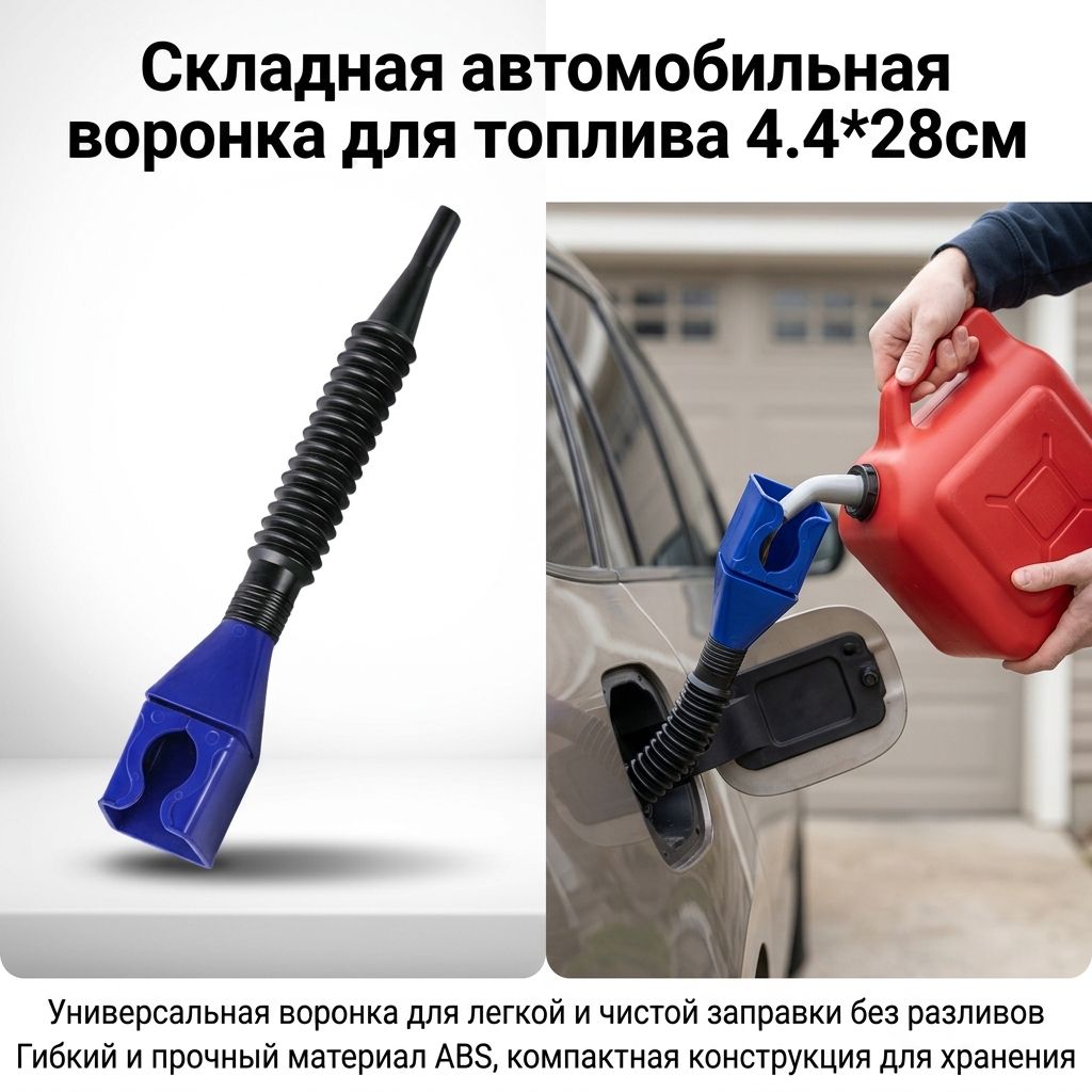 Автомобильная воронка для заправки, квадратная конструкция с зажимом, без необходимости держать в руках, усиленный материал, синий цвет