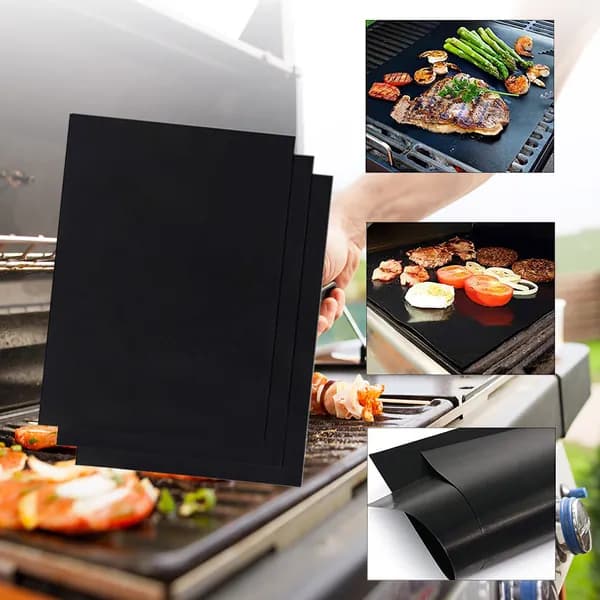 Термостойкая антипригарная BBQ-подкладка из тефлона, 40 33 см, чёрная