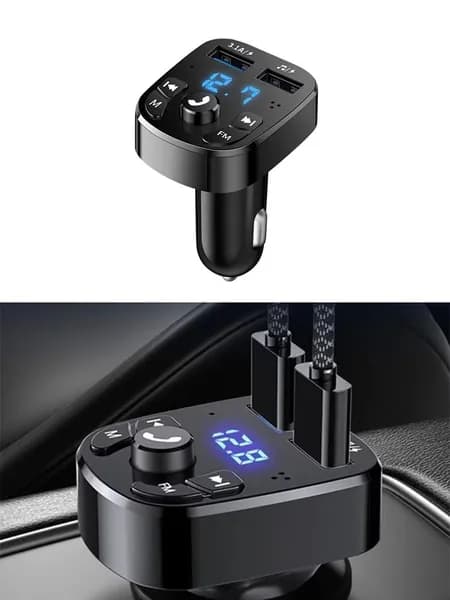 Bluetooth 5.0 FM-передатчик автомобильный комплект, автомобильное зарядное устройство с двумя USB-портами, музыкальный проигрыватель-модулятор