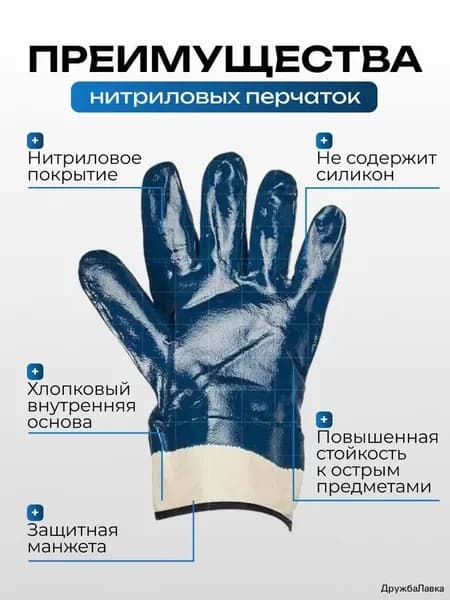 Перчатки МБС Краги 1 пара синие нитриловые маслобензостойкие рабочие