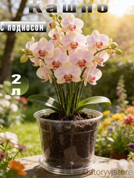 Вазон 2 л, 13.3 см, 1 шт, цвет прозрачный