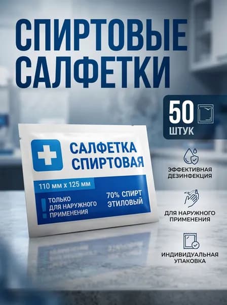 Салфетки спиртовые антисептические 50 шт стерильные инъекционные