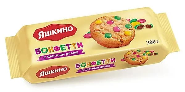Яшкино Печенье сдобное Бонфетти, с цветным драже, 200 г/
