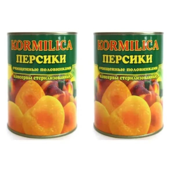 Кормилица Персики очищенные, половинками в сиропе, 850 мл, 2шт
