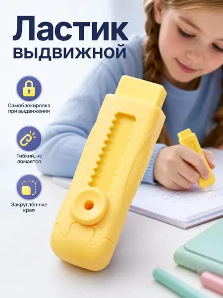 Двухтактный фиксирующий ластик без мусора