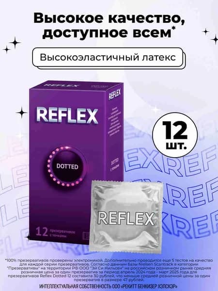 Презервативы Reflex Dotted из натурального латекса в смазке 12 шт.