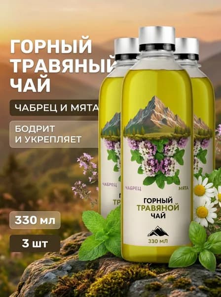 (3шт) Горный травяной чай Чабрец и мята, 330 мл