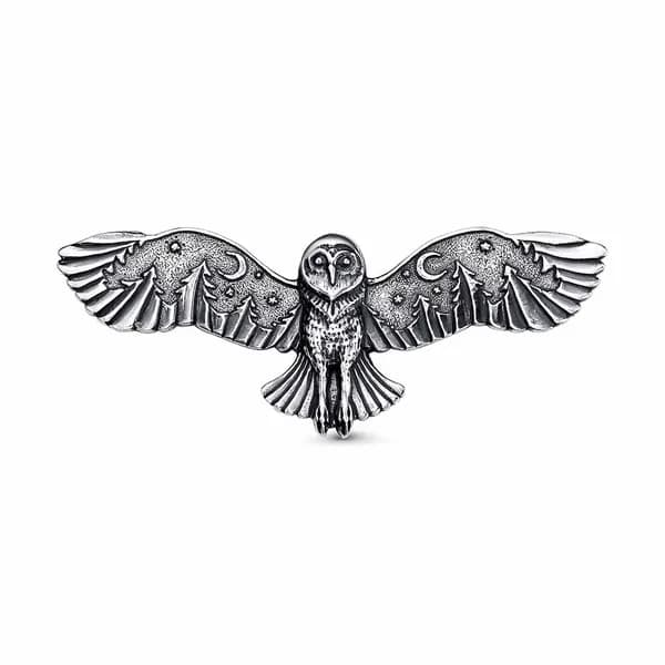 Брошь Сова из серебра