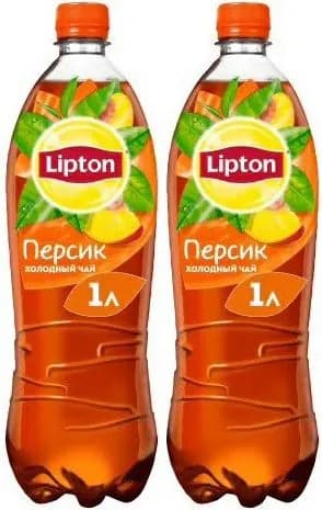 Холодный чай Lipton черный персик 1 л, комплект: 2 бутылки по 1 кг