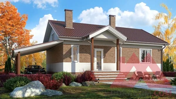 Архитектурное решение каркасного дома "Коралл", 11,5*8 м, 87 м.кв.