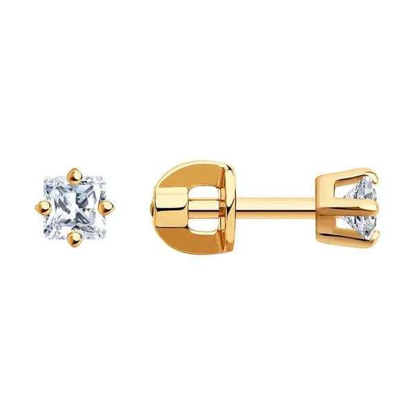 Золотые серьги DIAMANT-ONLINE с фианитом 585 пробы