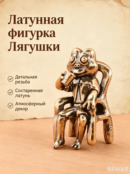 Статуэтка Лягушка пьет чай, высота 2.9 см, длина  1.6 см