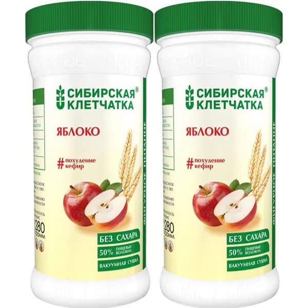 Клетчатка Сибирская Яблоко фруктово-злаковая 280 г, набор: 2 штуки