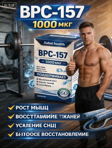 БАД для суставов BPC-157 (1000 мкг, 60 капс). Эффективные капсулы для заживления желудка, надежная защита ЖКТ без глютена