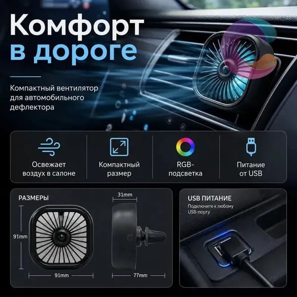 Вентилятор автомобильный, 2.5 Вт