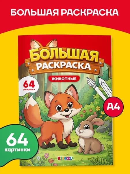 Большая раскраска для малышей, "Животные", раскраска для детей, ЮНИЛАЙН