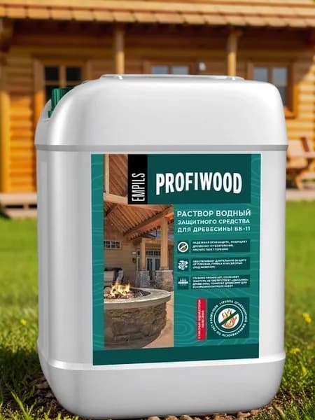 Огнебиозащитный состав для древесины PROFIWOOD 1-я группа (высшая) ББ-11, 5 кг. Цвет индикатора нанесения: розовый.
