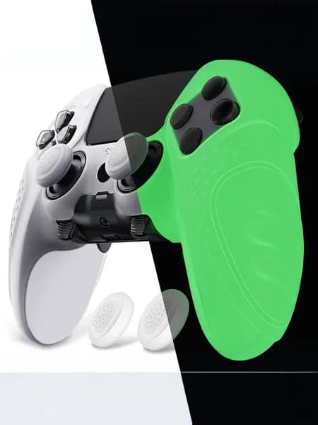 PlayVital чехол Guardian Edition для PS5 Edge, антискользящий силиконовый кейс с эффектом свечения в темноте, светло-зеленый