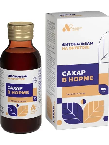 Фитобальзам САХАР В НОРМЕ на фруктозе Алтайский нектар, 100мл