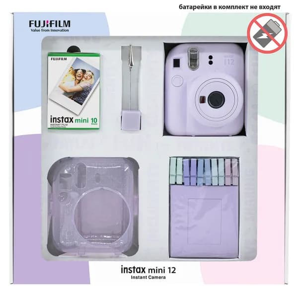 Камера Instax mini 12 10 картриджей с пленкой Серебристый футляр из плексигласа Подставка для фотографий с колышками и зажимами
