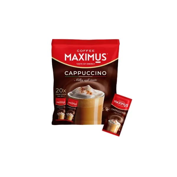 MAXIMUS Кофейный напиток растворимый 3 в 1 Капучино, 20 пак х 25 г