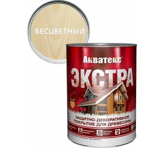 Пропитка АКВАТЕКС Экстра защитно-декоративная для древесины, бесцветная (0,8л)