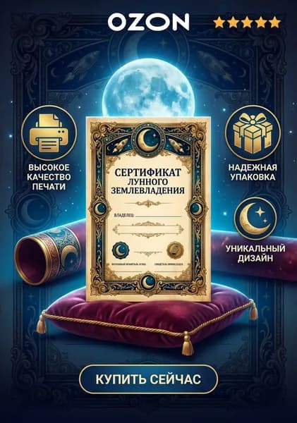 Сертификат владения участка земли на луне