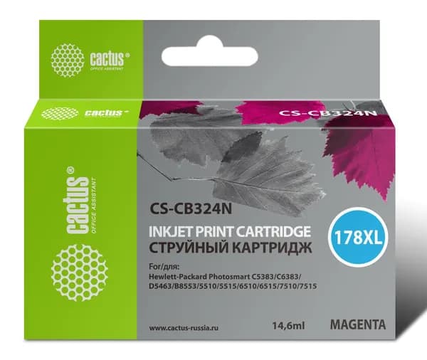 Картридж Cactus CS-CB324N(CS-CB324) №178XL пурпурный, для HP PS B8553/C5383/C6383