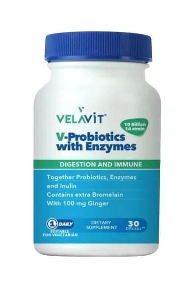 Velavit V-Probiotics with Enzymes Пробиотики с ферментами 30 капсул