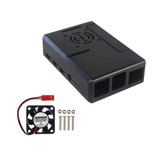 Корпус для RPI 4 с доступом к GPIO, чёрный/прозрачный, Черный - Корпус плюс вентилятор