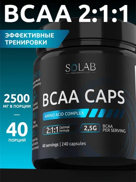 Аминокислоты BCAA 2:1:1, 240 капсул, БЦАА без добавок в капсулах, спортивное питание, комплекс незаменимых аминокислот, спортпит для мужчин и женщин 40 порций