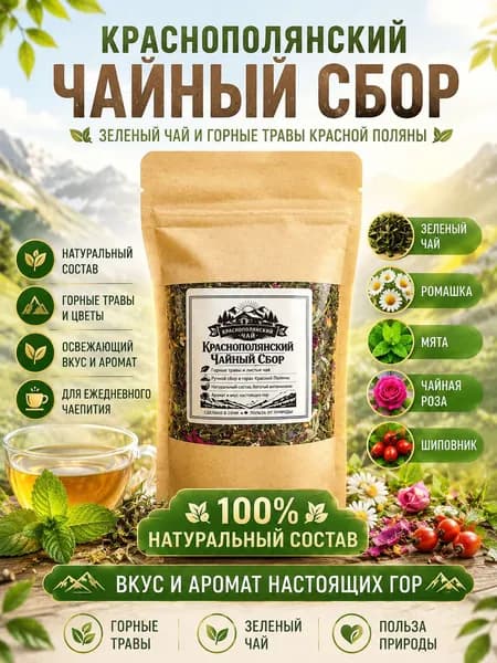 Краснополянский травяной чай для сна и расслабления, натуральный горный фитосбор, рассыпной чай 50 г