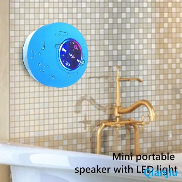 Портативная Bluetooth-колонка с LED-подсветкой и присоской, водонепроницаемая