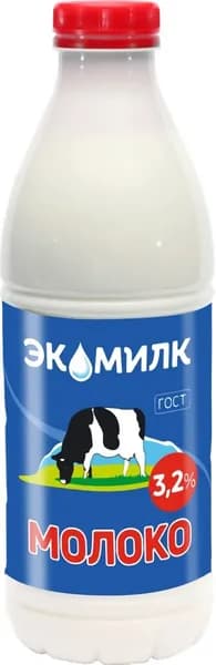 Молоко пастеризованное ЭКОМИЛК 3,2%, без змж, 955г - 5 шт.