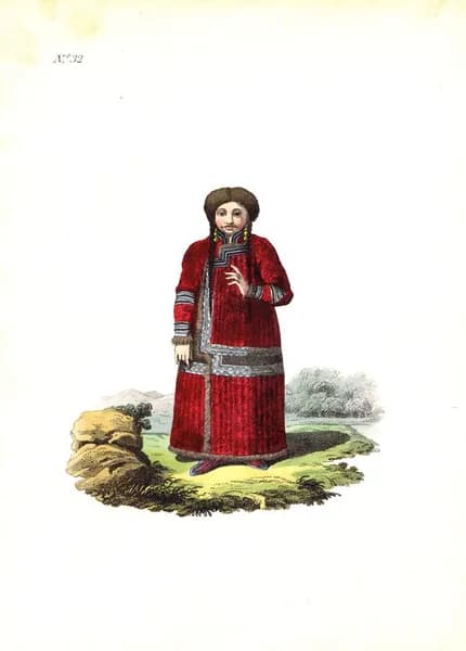 Качинская татарка. Антикварная гравюра (смешанная техника, акварель). Англия, 1803 г.