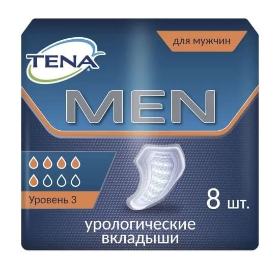 Прокладки урологические для мужчин Tena Men Level 3 Super, 5 капель, 800 мл, 8 штук