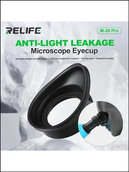 Наглазник M26 Pro от бренда RELIFE, используемый для устранения световых утечек и снижения зрительного переутомления, считается премиумсовместимым с большинством регулируемых микроскопов.