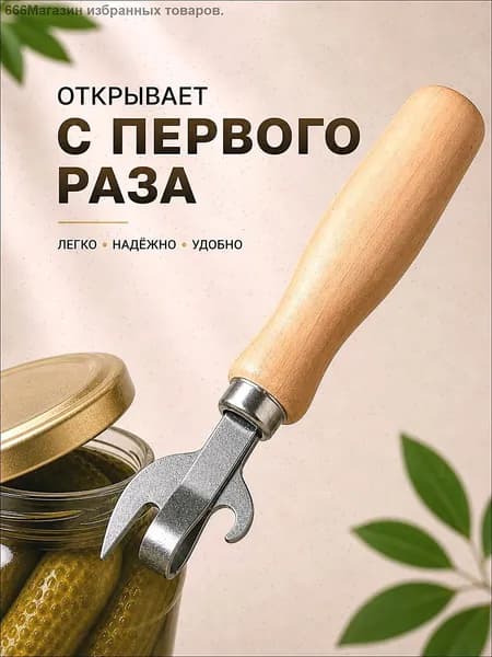 Открывалка 17 см дерево 1 шт бежевый