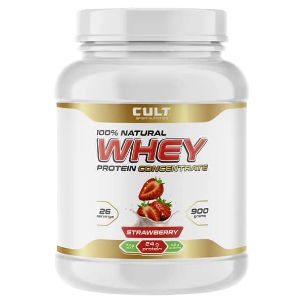 Cult 100% Whey Protein 75 - 900 грамм, клубника (26 порций)