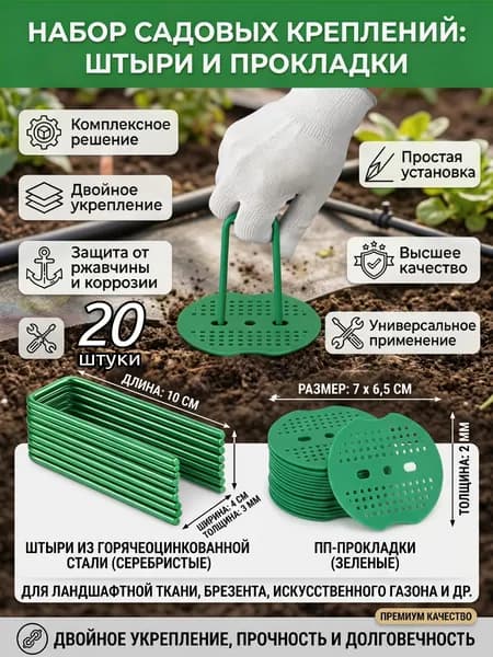 Скобы садовые нержавеющая сталь 20 шт
