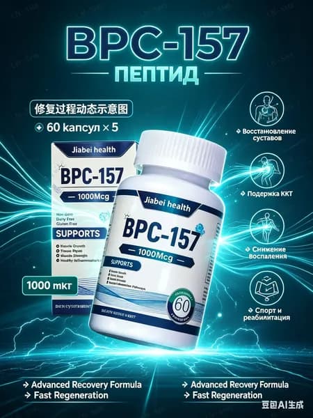 BPC-157 Пептид для восстановления суставов и связок капсулы ускоренная регенерация ЖКТ защита печени спорт ,3 бутылки, 180 штук