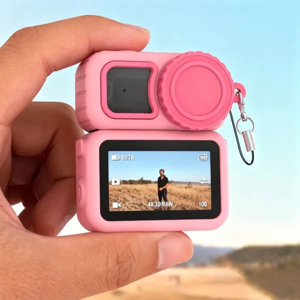 Силиконовый чехол для камеры DJI Osmo Nano, розовый, с креплением
